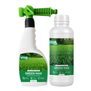VIVA FERTILIS GREEN MAX trąšos: 750 ml pakuotė su purkštuku ir 1 l papildymas